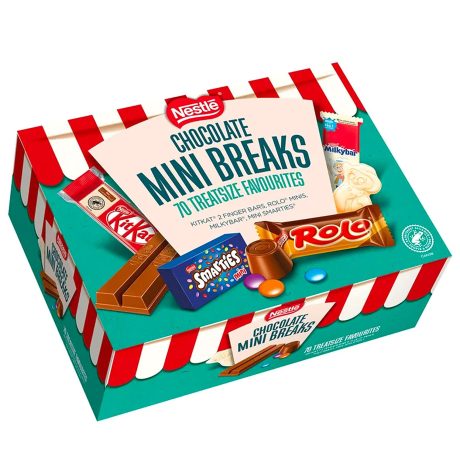 Nestlé Chocolate Mini's Selection Box, 70 Chocolate Biscuit Bars - Kit Kat, Smarties, Rolos, Milkybar, Sharing Bulk Chocolate Box