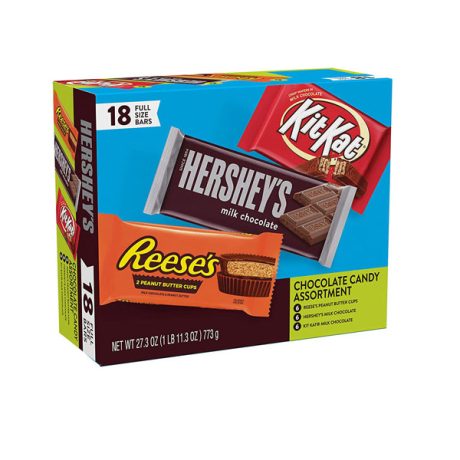 【2024 Flash Sale + Free Shipping】REESE'S, HERSHEY'S and KIT KAT 18 Count 27.3 oz Full Size Milk Chocolate Assortment Variety Pack