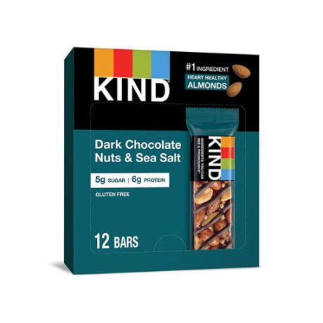 【2024 Flash Sale + Free Shipping】 KIND Bars 12 Count Dark Chocolate Nuts and Sea Salt - 6g Protein Low Sugar Gluten Free