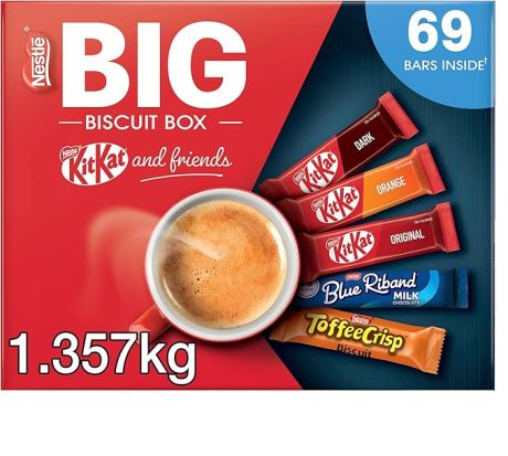 【2025 New Year Special】Nestlé Kitkat and Friends Big Biscuit Box | 69 x Chocolate Biscuit Bars - KitKat, Blue Riband, Toffee Crisp | Bulk Chocolate Box 1.357kg