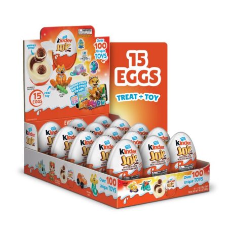 Kinder Joy Eggs, Sweet Cream and Chocolate Wafers with Toy Inside, Great for Holiday Stocking Stuffers, 10.5 oz each, 15 Eggs